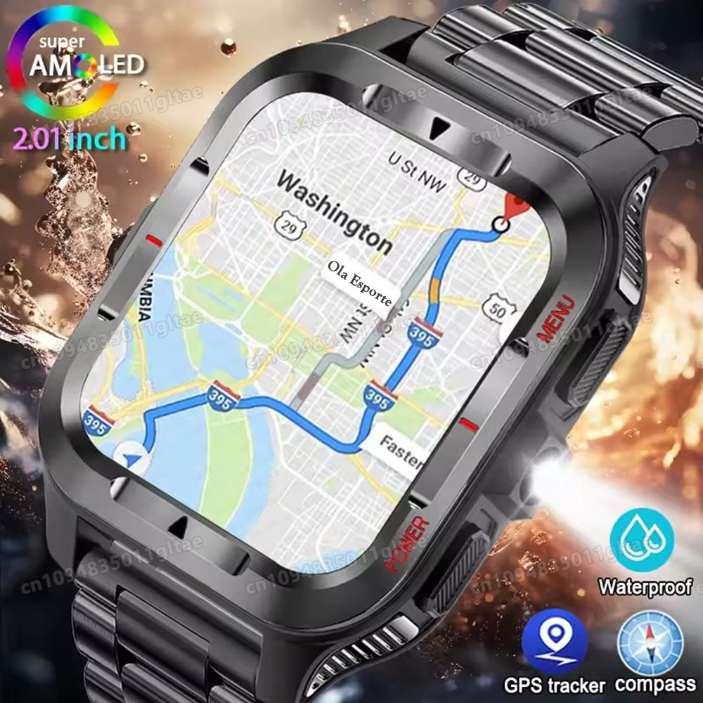 Phase Esports & Gaming Festival - นาฬิกาสมาร์ทวอทช์สำหรับกีฬากลางแจ้งแบบทหารที่ทนทาน ตรวจสอบสุขภาพ ผู้ช่วยเสียง โทรผ่านบลูทูธ ไฟฉาย LED